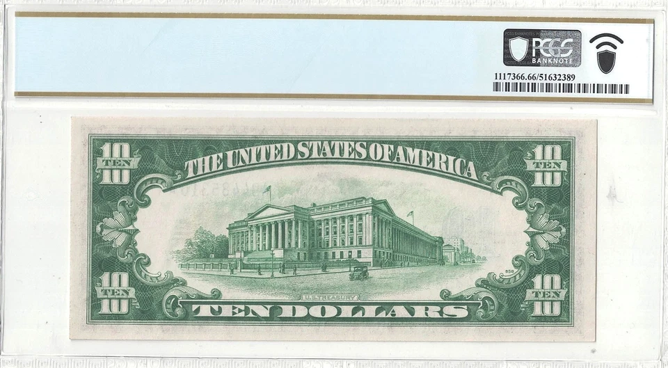 1934-A $10 North Africa Fr-2309 PCGS Gem CU-66 PPQ - Image 3 of 3