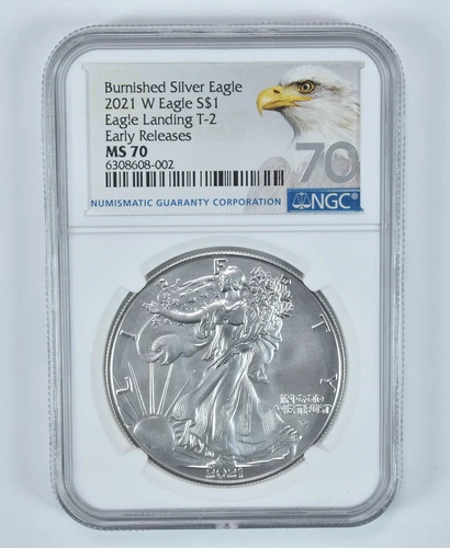 2021-W Burnished Silver Eagle Type 2 Early Releases MS70 NGC Eagle Label *2109