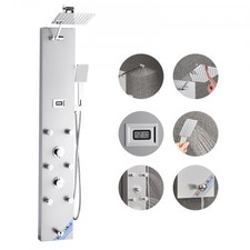 Shower Panel Tower System with Rainfall Shower Head, LED, 49 in Brushed Stainles