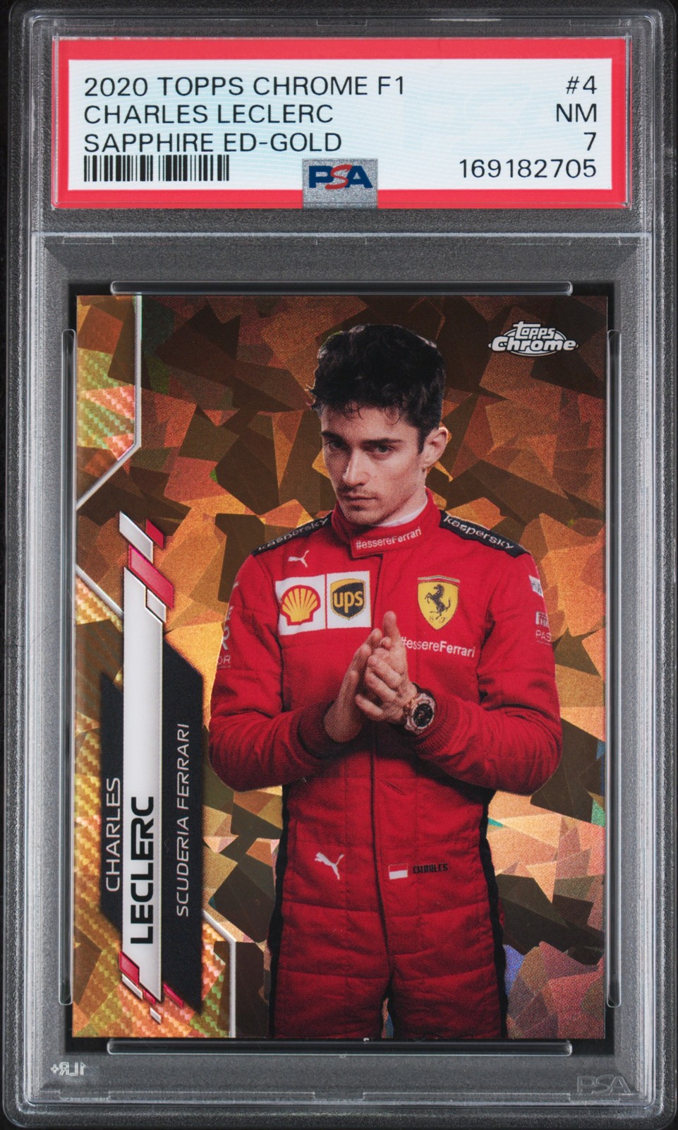 2020 TOPPS CHROME FORMULA 1 SAPPHIRE EDITION GOLD CHARLES LECLERC RC 12/50 PSA 7