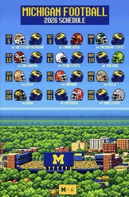 Michigan Wolverines 2026 Football Schedule Fridge Magnet 6.75x8.7 NCAA
