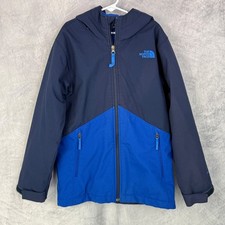 The North Face Boys Apex Elevation Jacket Sz M 10/12 Blue Hooded Winter Coat