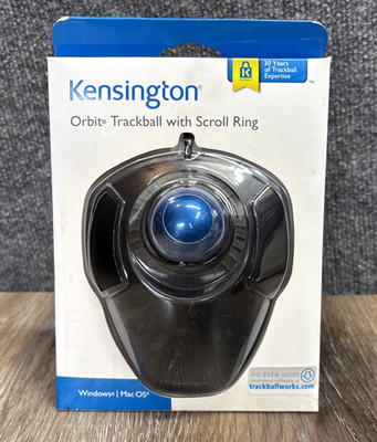 Kensington Ambidextrous Orbit Scroll Wheel USB Trackball with Scroll Ring Mouse
