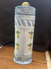Vintage Pasta Spaghetti Canister Hand Painted Italian Lemon Ceramic Container