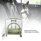 Transparent Pet Carrier Swivel Silent Wheels Improved Visibility Travel Cat