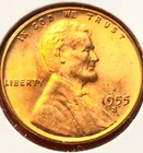1955-S Lincoln Wheat Cent Penny GEM RED BU From an Original Bank Roll