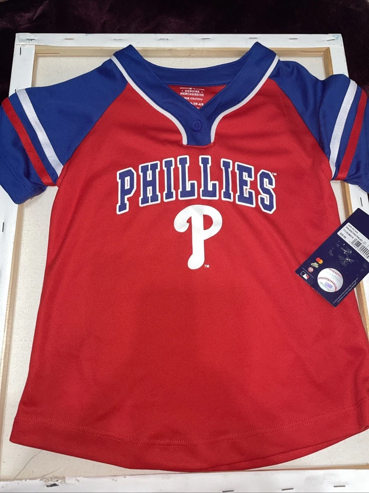 Camisa Juvenil Philadelphia Phillies 4T Niños/Niñas MLB Mercancía Genuina Roja Nueva Foto 2 de 4