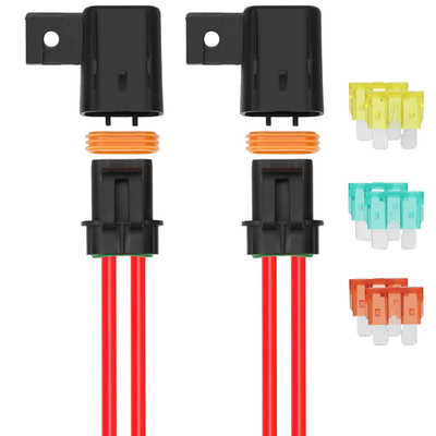 2 Pack Inline Fuse Holder 12V Waterproof, 4Mm² Pre-Wired Kit, with 20 Amp 30 Amp