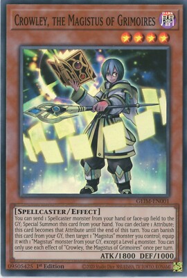 Yugioh Crowley, Der Magistus von Grimoires GEIM-DE001 Super Rare 1. Auflage NM x3