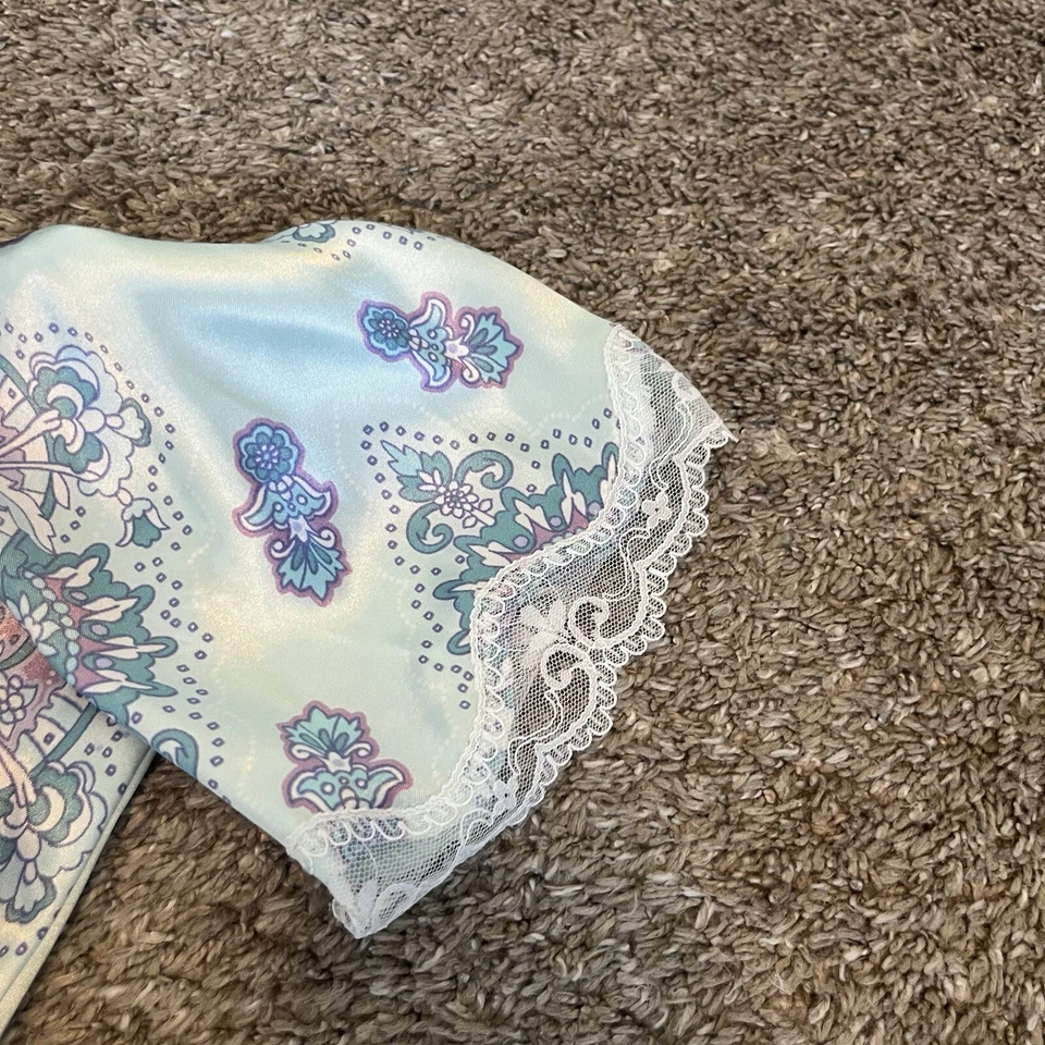 APT 9 Sedoso Satén Floral Bata Azul Púrpura Encaje en Mangas Vestido Talla M Foto 3 de 4