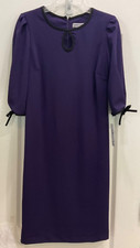 Shelby & Palmer Midi Sheath Dress Sz 8 Plum Purple Keyhole Front Back Zip NWT 32