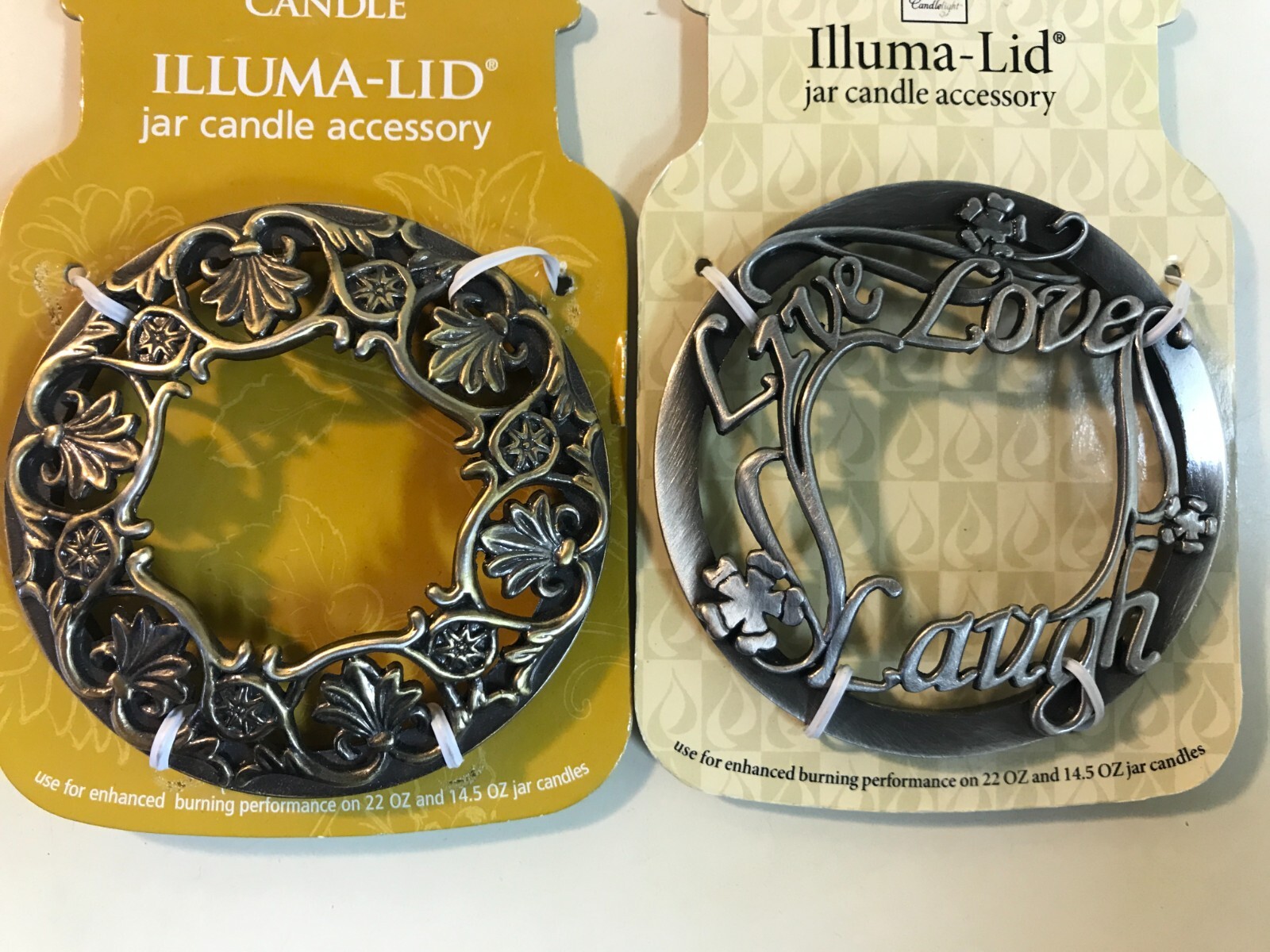 New Lot of 2 Yankee Candle Illuma Lid Live Laugh Love & Flat Gold, 22 &14.5 oz eBay
