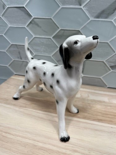 Vintage Dalmatian Pointer Dog Bone China Porcelain Large Ceramic Figurine 6"T
