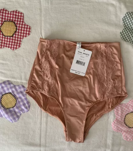 Free People Peach Colored Margot High Rise Dance Brief Panty in Size Small