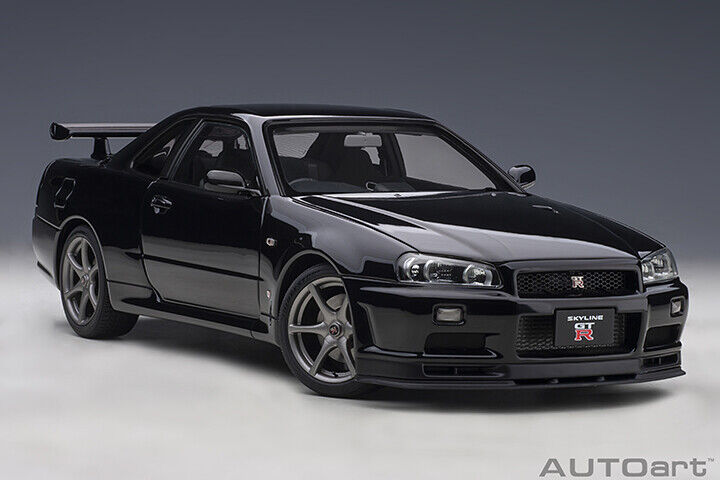 AUTOart NISSAN SKYLINE GT-R R34 V-SPEC II 1/18 MODEL CAR BLACK PEARL 77407