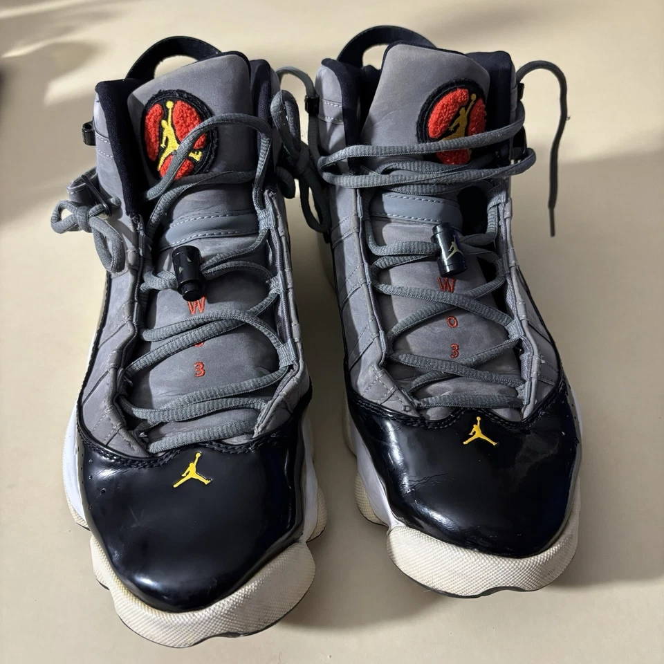 Nike Jordan 6 Rings Men Size 10.5 Sneaker Shoes Smoke Gray Black Red 322992-022 - Image 3 of 4