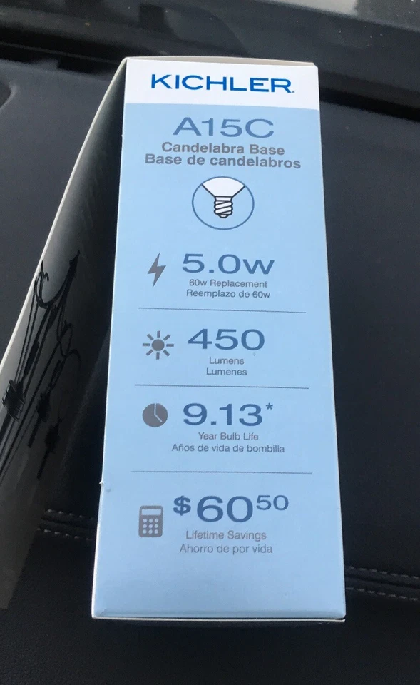 (Lot of 2) Kichler DIMMABLE LED 60W/5W Bulb A15C Candelabra Base Soft White, NEW - Image 2 of 4