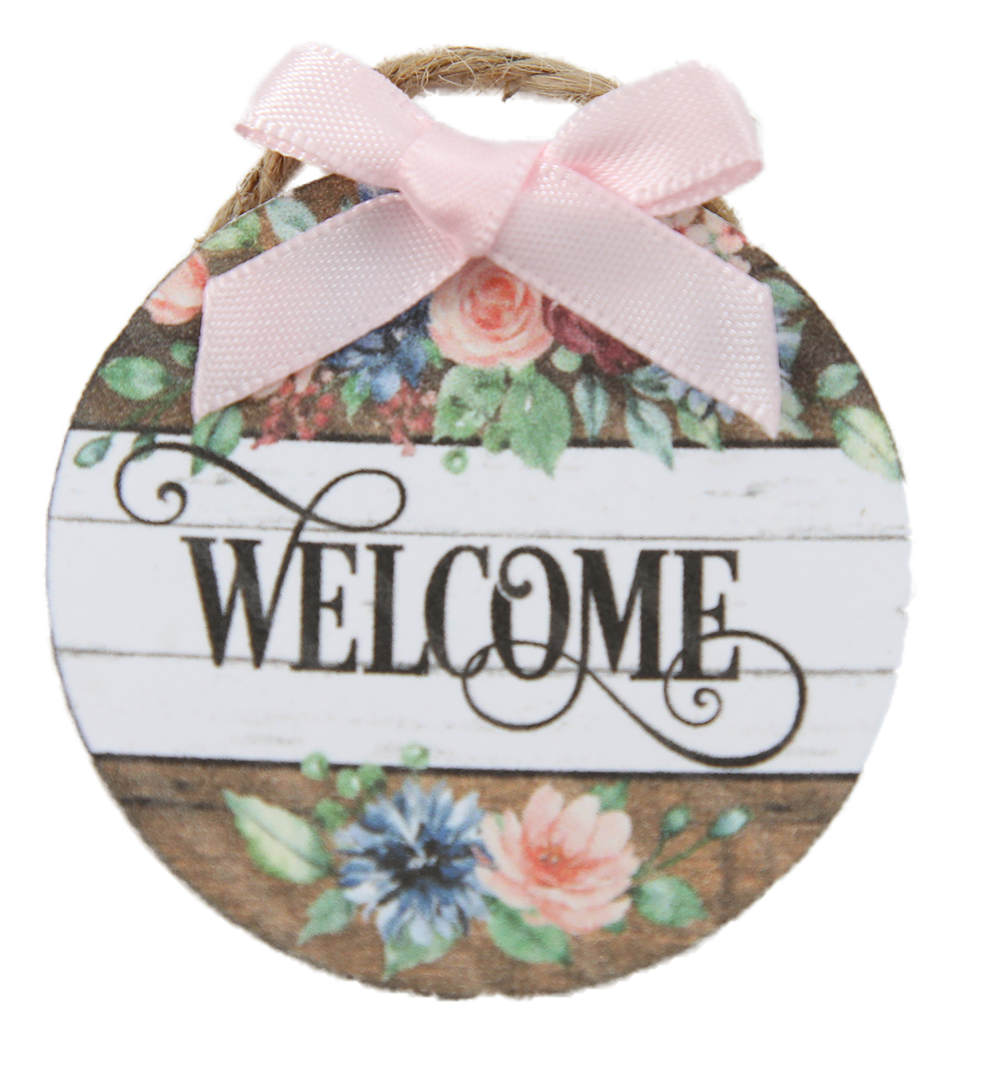 Casa Delle Bambole " Welcome " Insegna Ghirlanda con Rosa Arco Miniatura Porta
