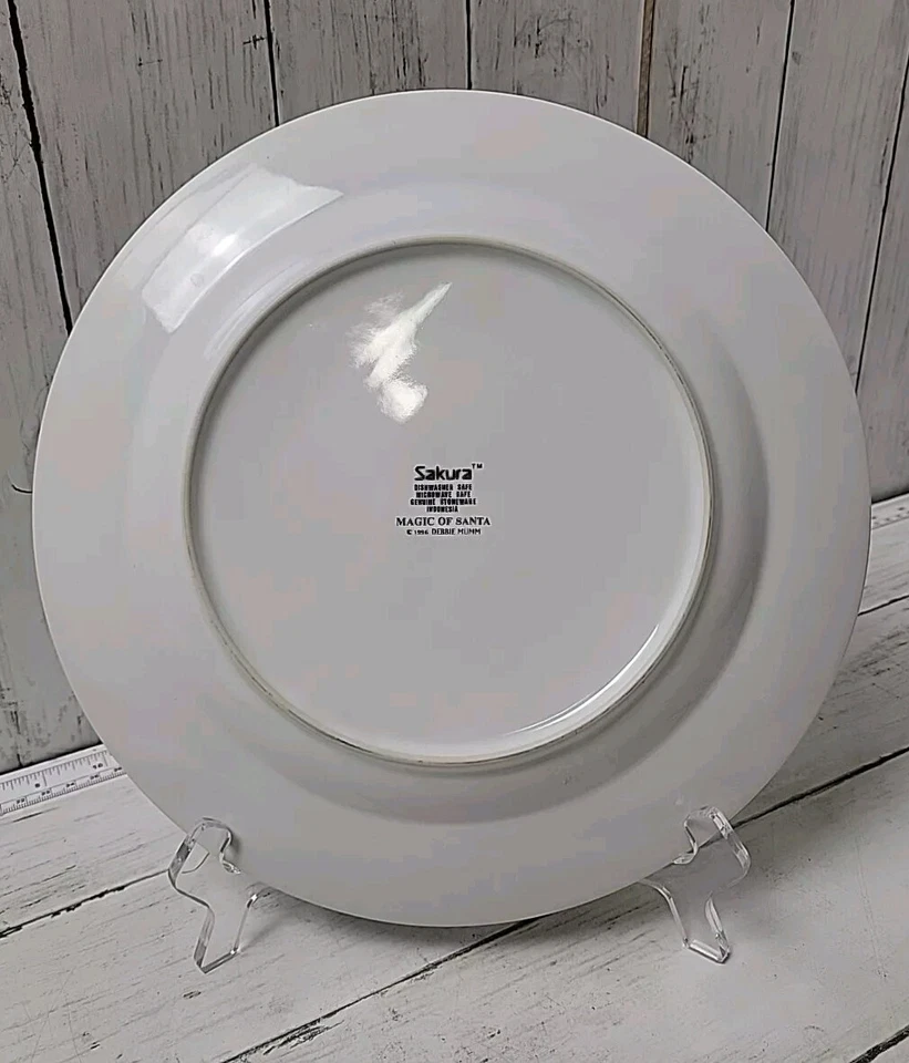 Juego de 4 platos de cena vintage 1996 Sakura Magic Of Santa Debbie Mumm 103/4"  Foto 4 de 4