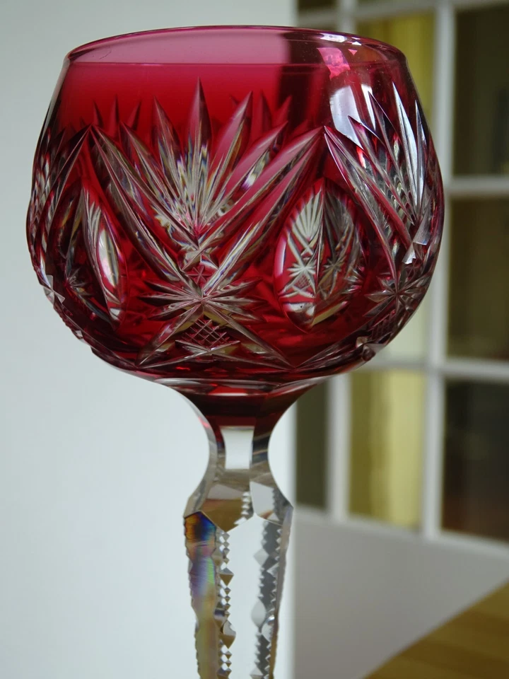 VAL ST LAMBERT ANCIEN VERRE A VIN ROEMER CRISTAL MODELE BOURGET ROUGE 19,5 cm - Photo 2/4