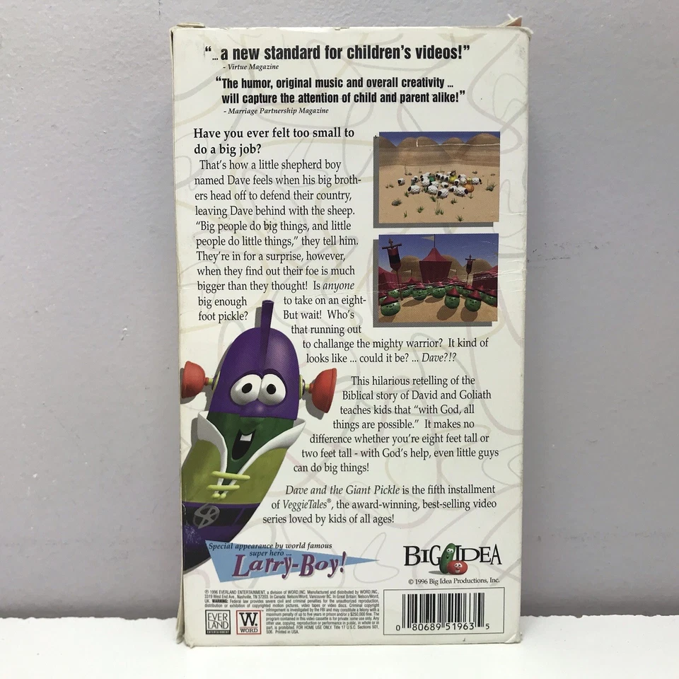 VeggieTales Dave & Giant Pickle VHS Video Tape Christian Kids TV Show God - Image 4 of 4
