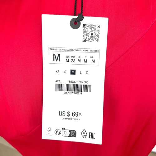 ZARA NEW SATIN TIE WAIST MIDI DRESS FLOWY BELTED RED M,L,XL 8573/128 - Picture 9 of 13