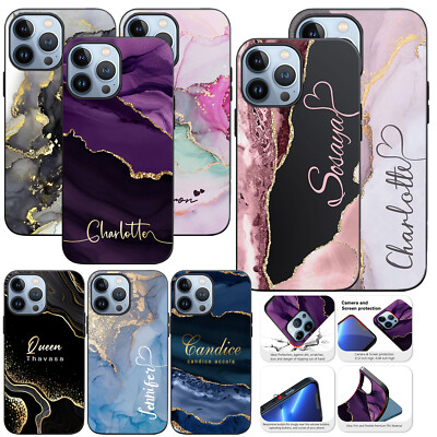 Cover For iPhone 15 Pro Max 14 13 12 11 7 Personalized Elegant Marble Phone Case