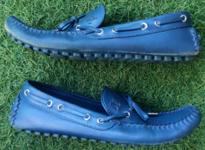 Vintage Louis Vuitton Men's Dark Blue Leather Driving Shoes