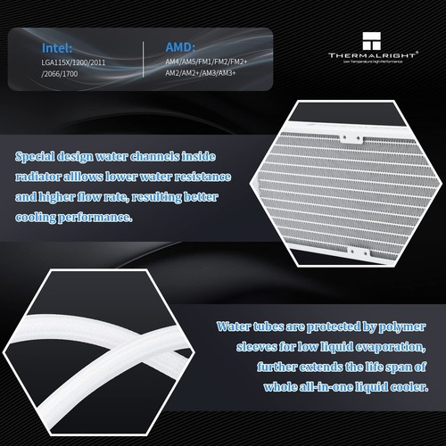 360 White ARGB Water Cooling CPU Cooler with 3 Fans – Elegant and Efficient - Picture 5 of 8