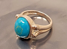 Vintage Sterling Silver Turquoise Band Ring size 6