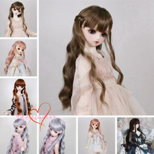 1/6 1/4 1/3 Uncle BJD Doll Hair Long Curly Wig Neat Bangs Small Braids on Sides