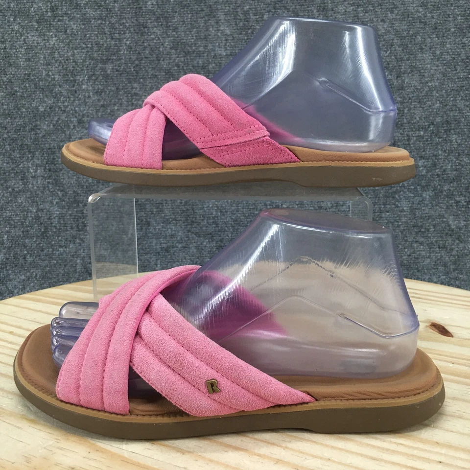 Reef Sandal Womens 7 Pink Lofty Lux X Slide Cross Strappy Open Toe Suede Casual - Image 2 of 4