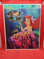 Disney Golden THE LITTLE MERMAID Vtg Frame Tray Puzzle 4049B 22 Pcs 14.5x11.5in