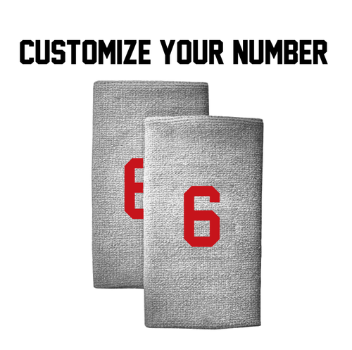 Custom Number Gray Red 6" Wristband Sweatband Football Baseball Basketball - 第 1/1 張圖片