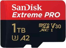 SanDisk 1TB / 256GB Extreme Pro MicroSDXC UHS-I U3 A2 Memory Card W/ Adapter
