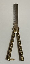 NUEVO Peine Balisong Metal Mariposa Opaco Entrenamiento Práctica Peine-Dorado, Nuevo
