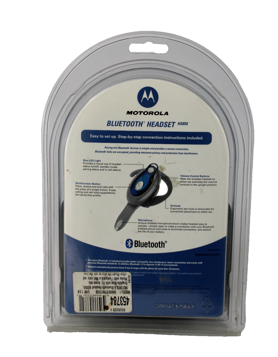 Motorola Bluetooth Universal Wireless Headset Number HS850 New Sealed