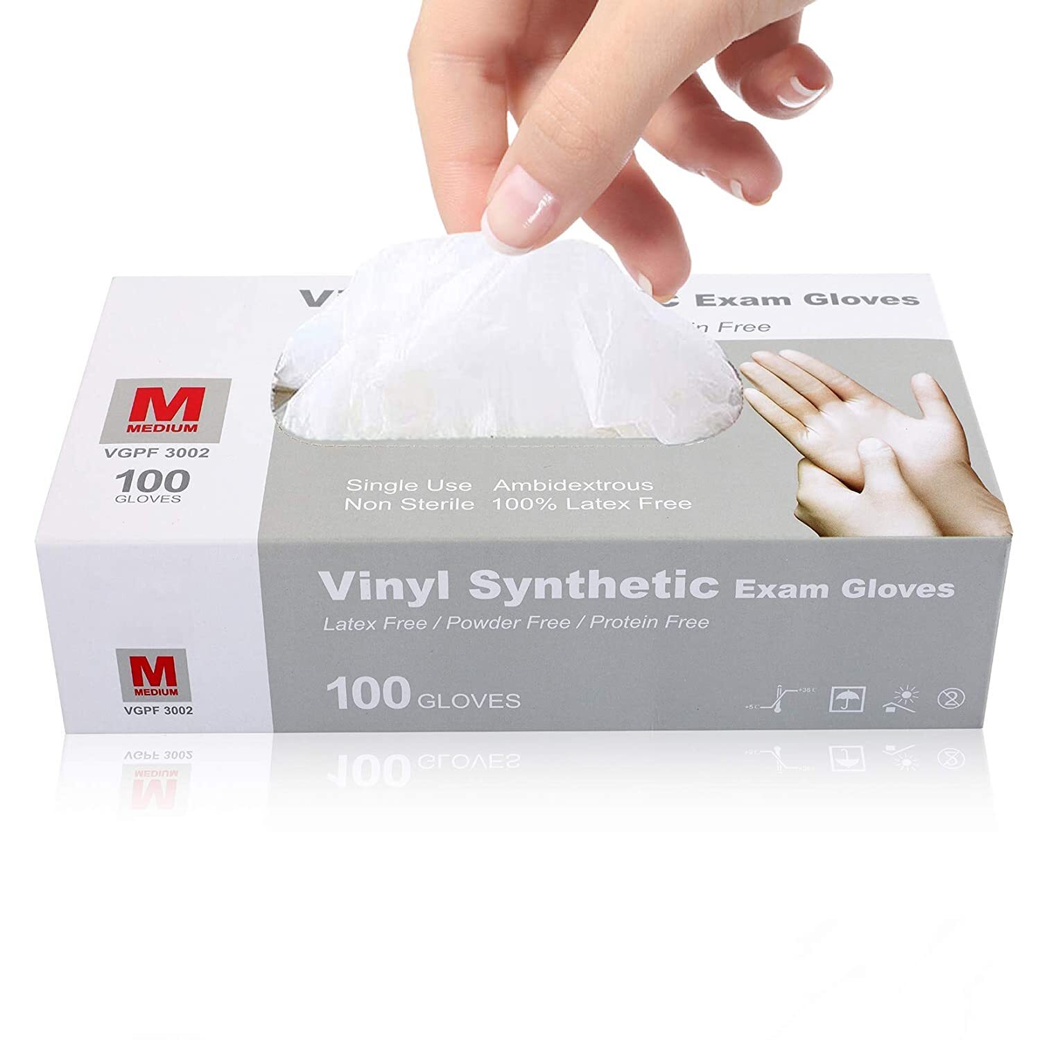 Basic Medical Clear Vinyl Exam Gloves LatexFree & PowderFree M