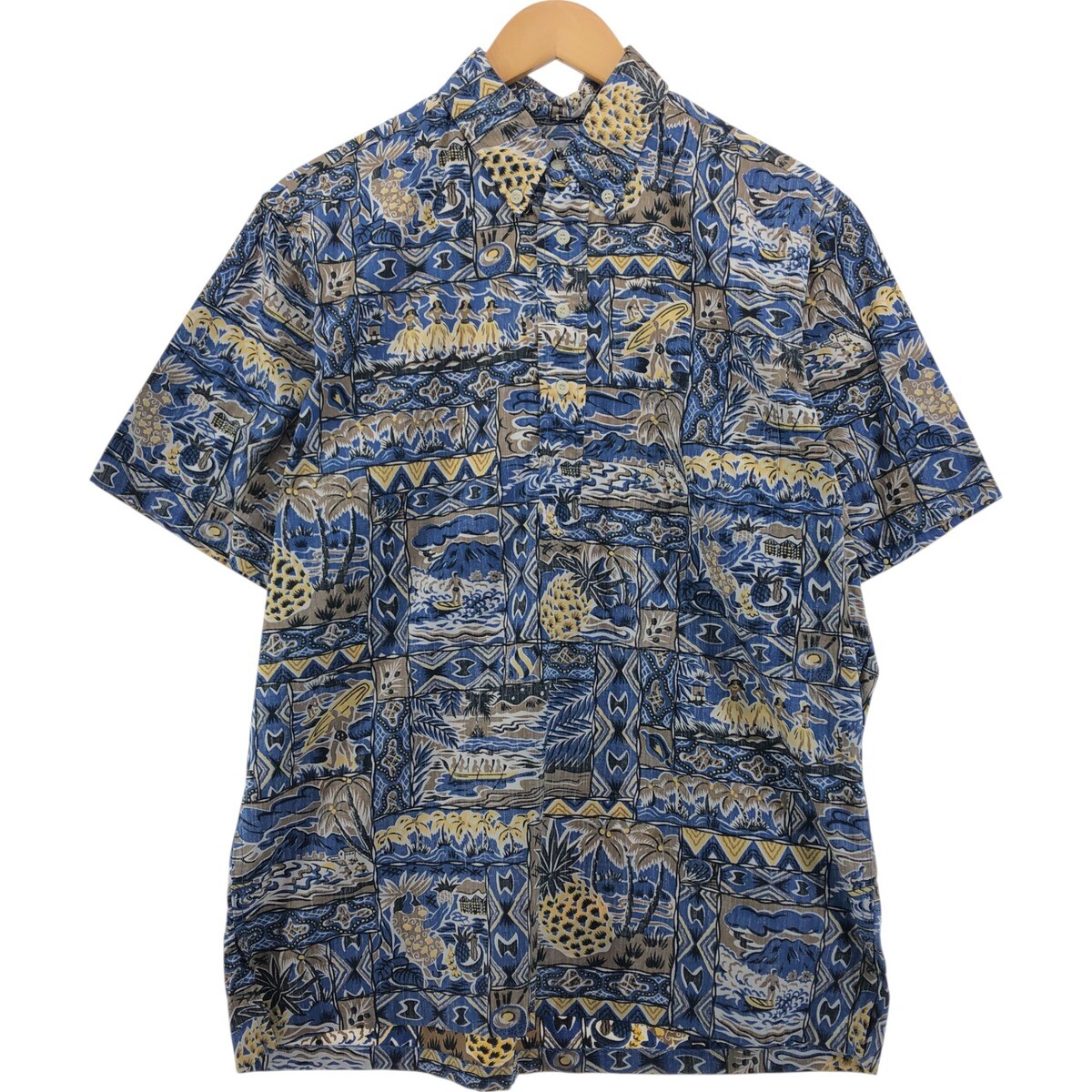 90s USA製 Reyn Spooner ビキニタグ アロハ ポリコットン 90'S Reyn Spooner Bikini Tag Pullover Hawaiian Aloha Shirt
