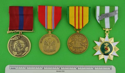 4 MARINE CORPS VIETNAM MEDALS: DEFENSE, SERVICE, CAMPAIGN, GOOD CONDUCT - USMC 