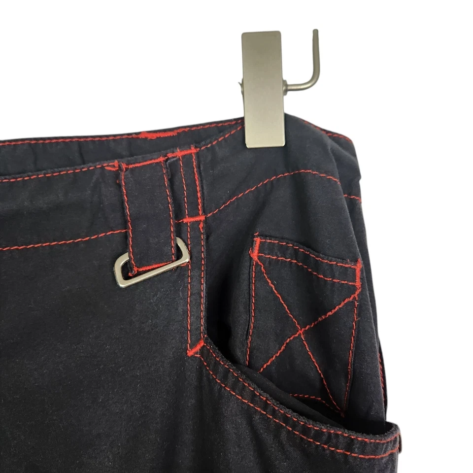 VTG ILLIG Pants 90S Womens 11 Black Red Y2K Goth Rave Hip Hop Baggy Wide Leg - Image 3 of 4