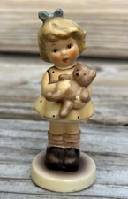 Goebel 1997 Mein Kuschelbar Cuddles Girl W/ Teddy Bear 3 1/2" Figurine Germany