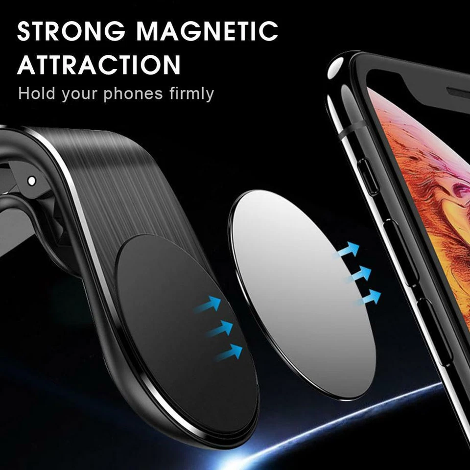 In Car Magnetic Phone Holder Fits Mount Air Vent Bracket For iPhone Android Sat - Image 3 of 4