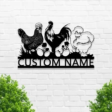 Custom Chicken Metal Sign,Chicken Coop Personalized Family Name Sign Wall Decor