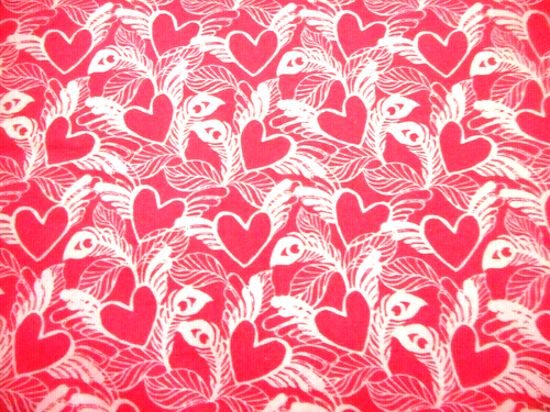 Valentine Fabric By Yard Clearance Pink Hearts White Wings Pink Cotton #PC - Picture 2 of 2