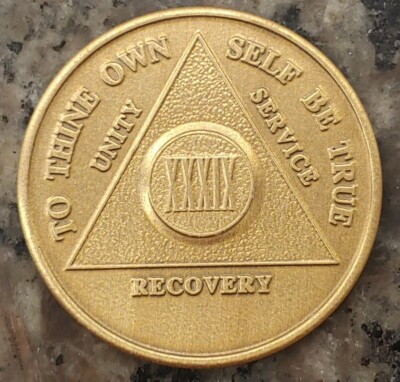 Alcoholics Anonymous 39 Year Recovery Coin Chip Medallion Medal Token ...