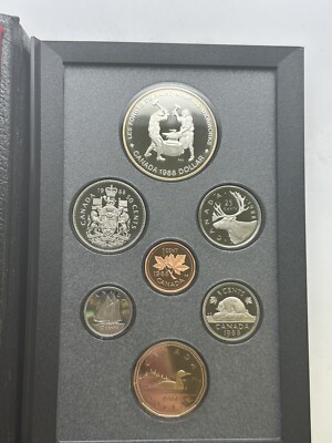 1988 Royal Canadian Mint Proof Set, 7 Coins, Double Dollar Silver