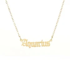 Old English Gold Letter Constellation Horoscope Zodiac Sign Pendant Necklace New