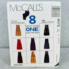 McCalls 8472 Sleeveless Jumper Dress w Gathered Waist Misses Size 10 14 Pattern