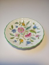 Minton Hadon Hall 8cm Green Rim Bone China Trinket Dish
